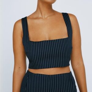 Nasty Gal Plus Size Navy Pinstripe Tailored Bralet